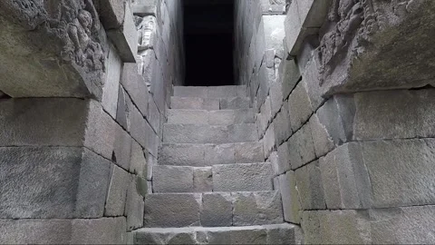 Staircase to the Cell, Bas Reliefs, Vishnu Temple, Prambanan, Java, Indonesia Stock-Footage 249335104