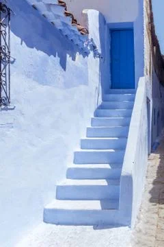 Staircase in Chefchaouen Stock Photos