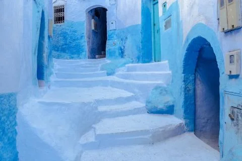 Staircase in Chefchaouen Stock Photos
