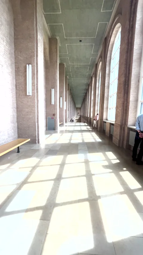 Staircase in the corridor connecting the art galleries of the world famous Alte  Stock Footage 273178659