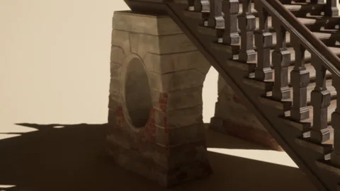 Staircase design with structural details and shadow play in simple setting Stock Footage 344318998