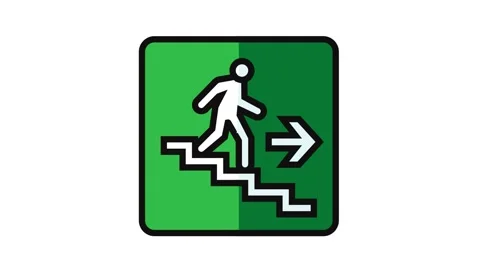 Staircase down evacuation emergency color icon animation Stock Footage 326107603