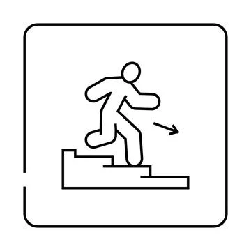 Staircase down evacuation emergency line icon vector illustration Ilustración de archivo