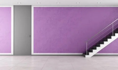 Staircase in a empty purple lounge Stock Illustration