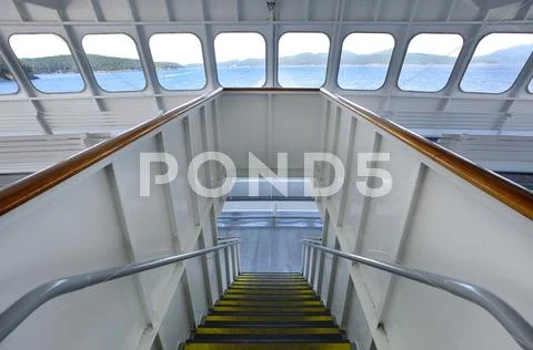 Staircase On Ferry Boat, Puget Sound, Washington, United States
