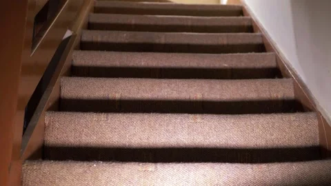 Staircase in home with carpet Stock Footage 159057818