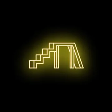 Staircase icon creating yellow neon light effect Stock Illustration