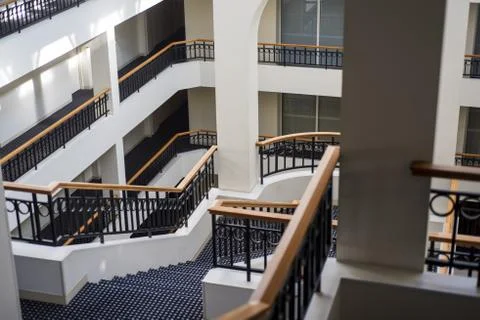 Staircase inside a multi-storey building. Stock Photos