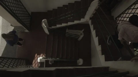 Staircase interior viewed from above in slowmotion Stock Footage