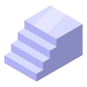 Staircase in isometric projection going up reaching a platform Ilustración de archivo