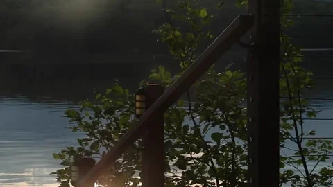 STAIRCASE BY A LAKE Stock Footage 259320654