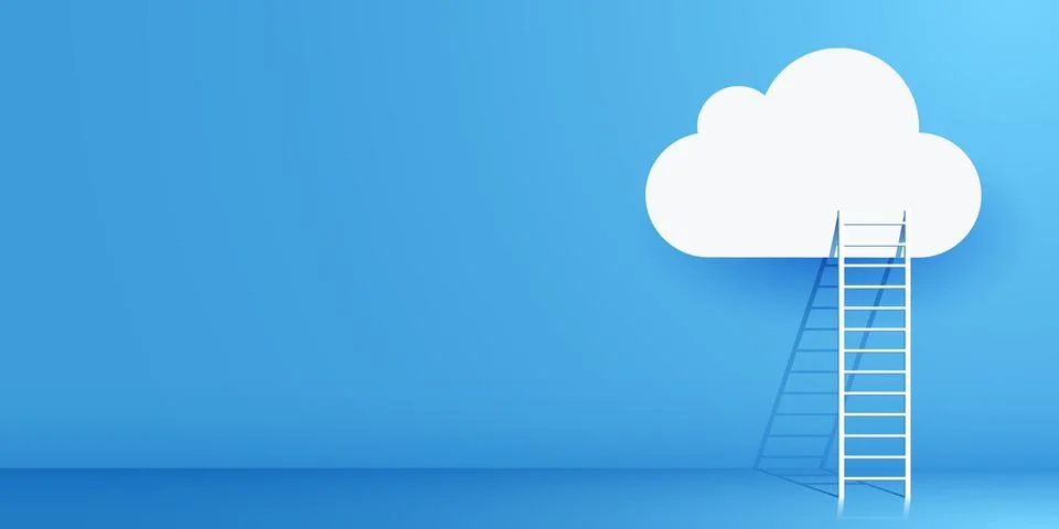 Staircase leading to the cloud. Cloud storage concept. Stock Illustration