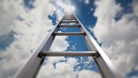Staircase leading up to the clouds. 3D illustration Stock Illustration