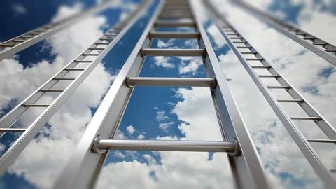 Staircase leading up to the clouds. 3D illustration Stock Illustration