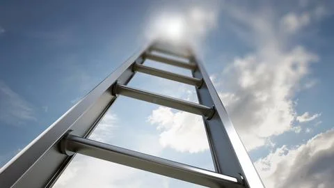 Staircase leading up to the clouds. 3D illustration Stock Illustration