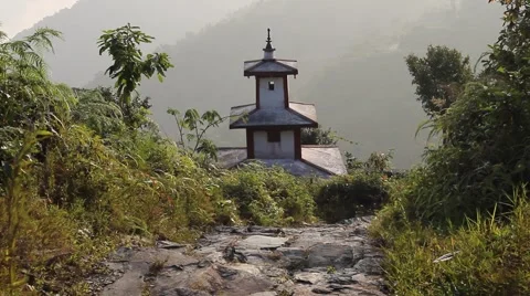 Staircase leading down to the temple Stock Footage 57690707