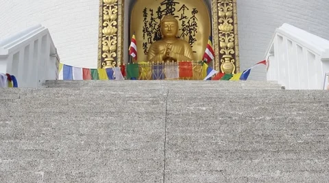 Staircase leading to the statue of Buddha Stock-Footage 58558075