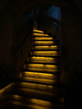 A staircase with lights on it Stock Photos
