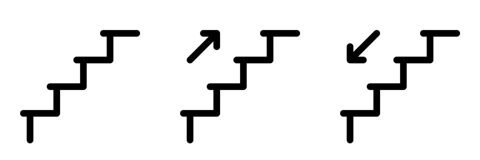 Staircase line icon set. Vector graphics Stock Illustration