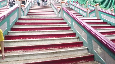Staircase to Main Temple cave, Batu caves, Selangor, Kuala Lumpur, Malaysia Stock Footage 194434384