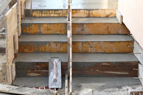 Staircase making at construction site Stock Photos