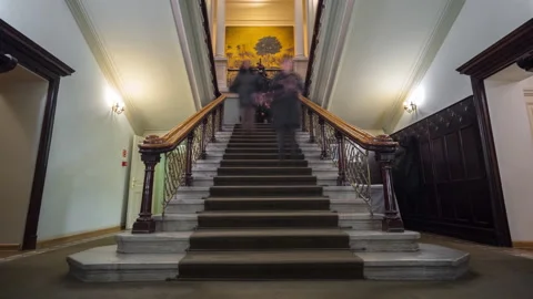 Staircase in a mansion Stock Footage 166065071