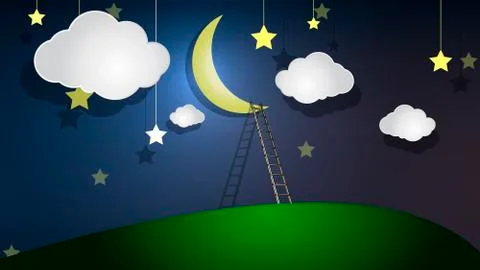 Staircase to the moon Stock Illustration