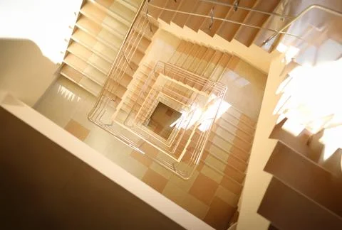 Staircase multi-storey building, tiled floor Stock Photos