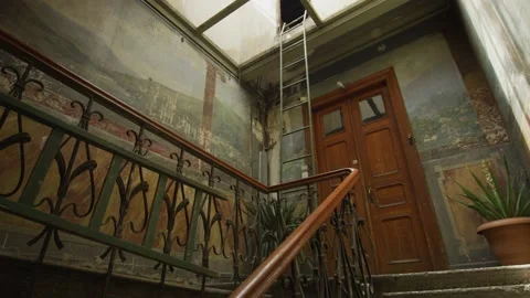 Staircase in old decorative building Stock Footage 138158403