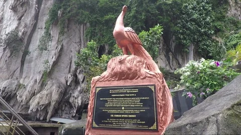 Staircase Opening Peacock Monument, Main Temple cave, Batu caves, Kuala Lumpur Stock Footage 194436391