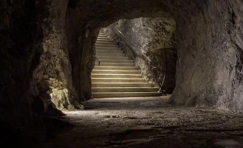Staircase out of cave Stock Photos
