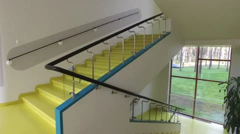 Staircase in Paimio Sanatorium Stock Footage 67561316
