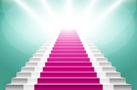 Staircase with pink carpet Large resolution 3d render Stock Illustration