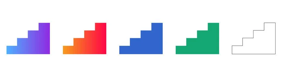 Staircase Progress Icons Set Ilustración de archivo