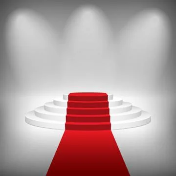 Staircase with Red Carpet, Vector Illustration Stock Illustration