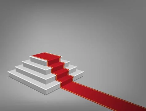 Staircase with Red Carpet, Vector Illustration Stock Illustration