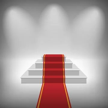 Staircase with Red Carpet, Vector Illustration Stock Illustration