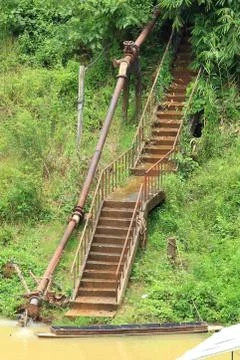 Staircase to the river. Stock Photos
