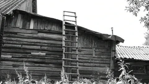 Staircase at the rustic buildings Stock Footage 117595971
