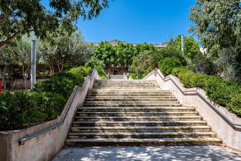 Staircase with stone steps. Stock Photos