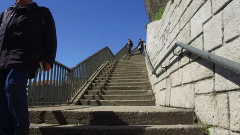 Staircase walking Stock Footage