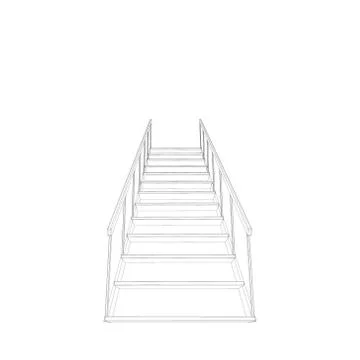 Stairs. 3d Vector outline illustration.Bottom view. Stock Illustration
