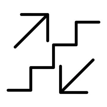 Stairs up and down arrow graph sign icon. Flat web walk step design vector il Stock Illustration