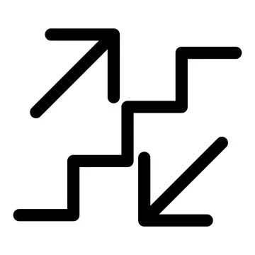 Stairs up and down arrow graph sign icon. Flat web walk step design vector il Stock Illustration