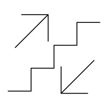 Stairs up and down arrow graph sign icon. Flat web walk step design vector il Stock Illustration