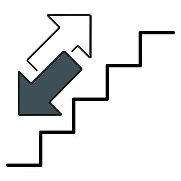Stairs up and down arrow graph sign icon. Flat web walk step design vector il Stock Illustration