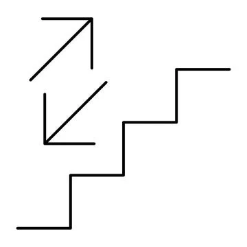 Stairs up and down arrow graph sign icon. Flat web walk step design vector il Stock Illustration
