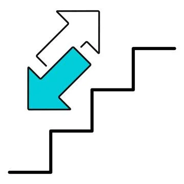Stairs up and down arrow graph sign icon. Flat web walk step design vector il Stock Illustration