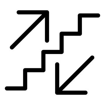 Stairs up and down arrow graph sign icon. Flat web walk step design vector il Illustrazione stock