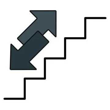 Stairs up and down arrow graph sign icon. Flat web walk step design vector il Stock Illustration